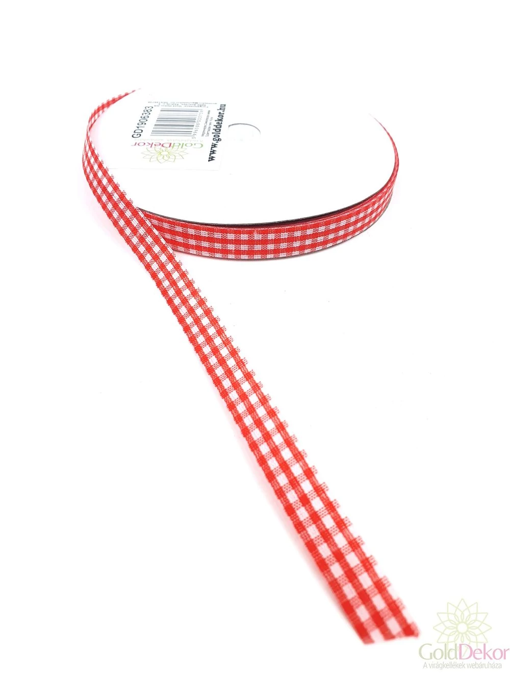 Kockás szalag 1 cm - Piros