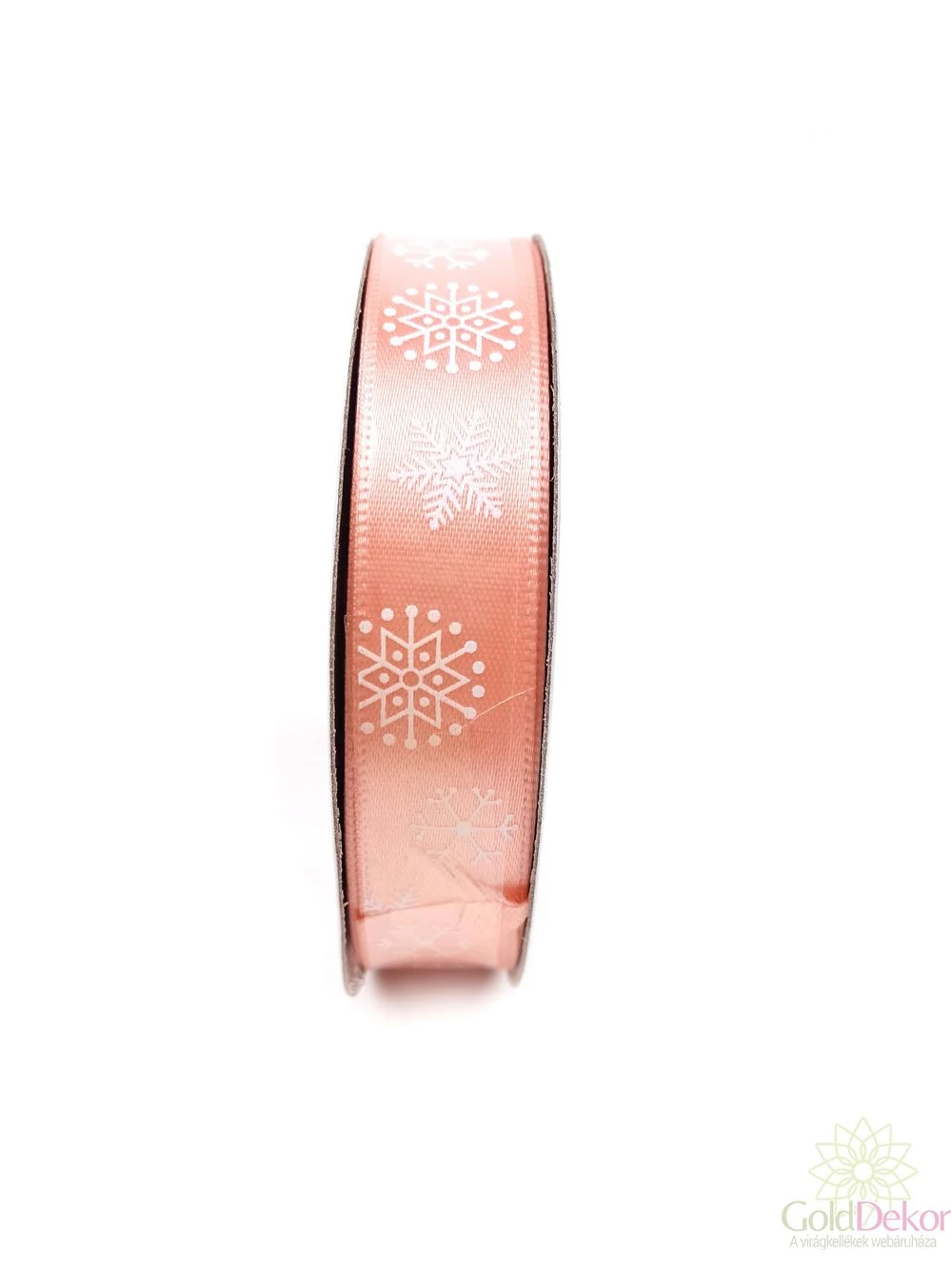 15mm-es hópehely mintás szatén szalag - Púder