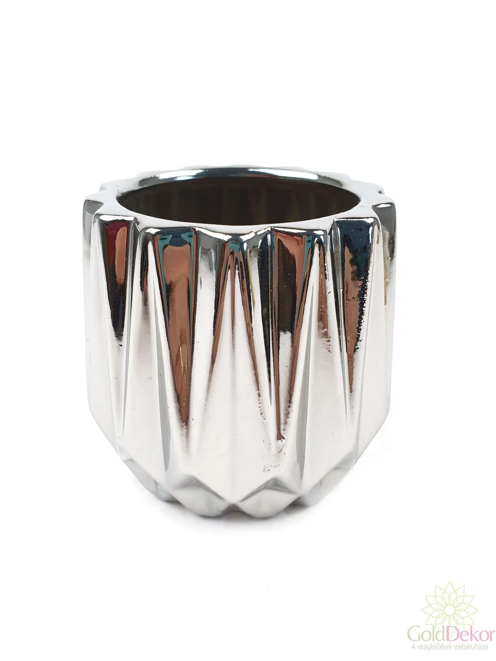 Bordás metál kaspó - Ezüst