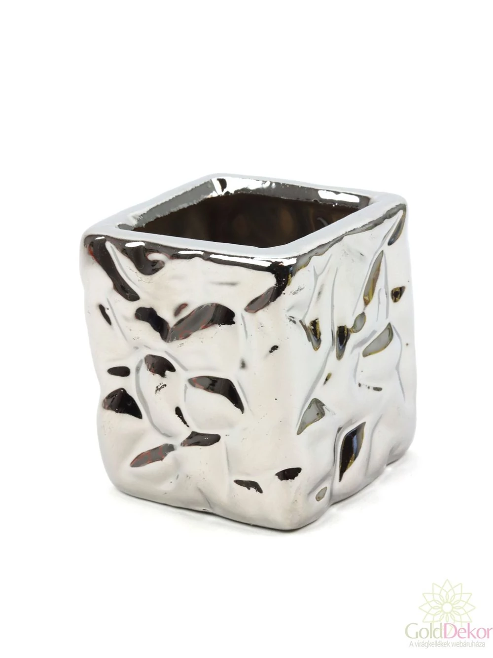 Nyomott mintás metál kaspó - Ezüst