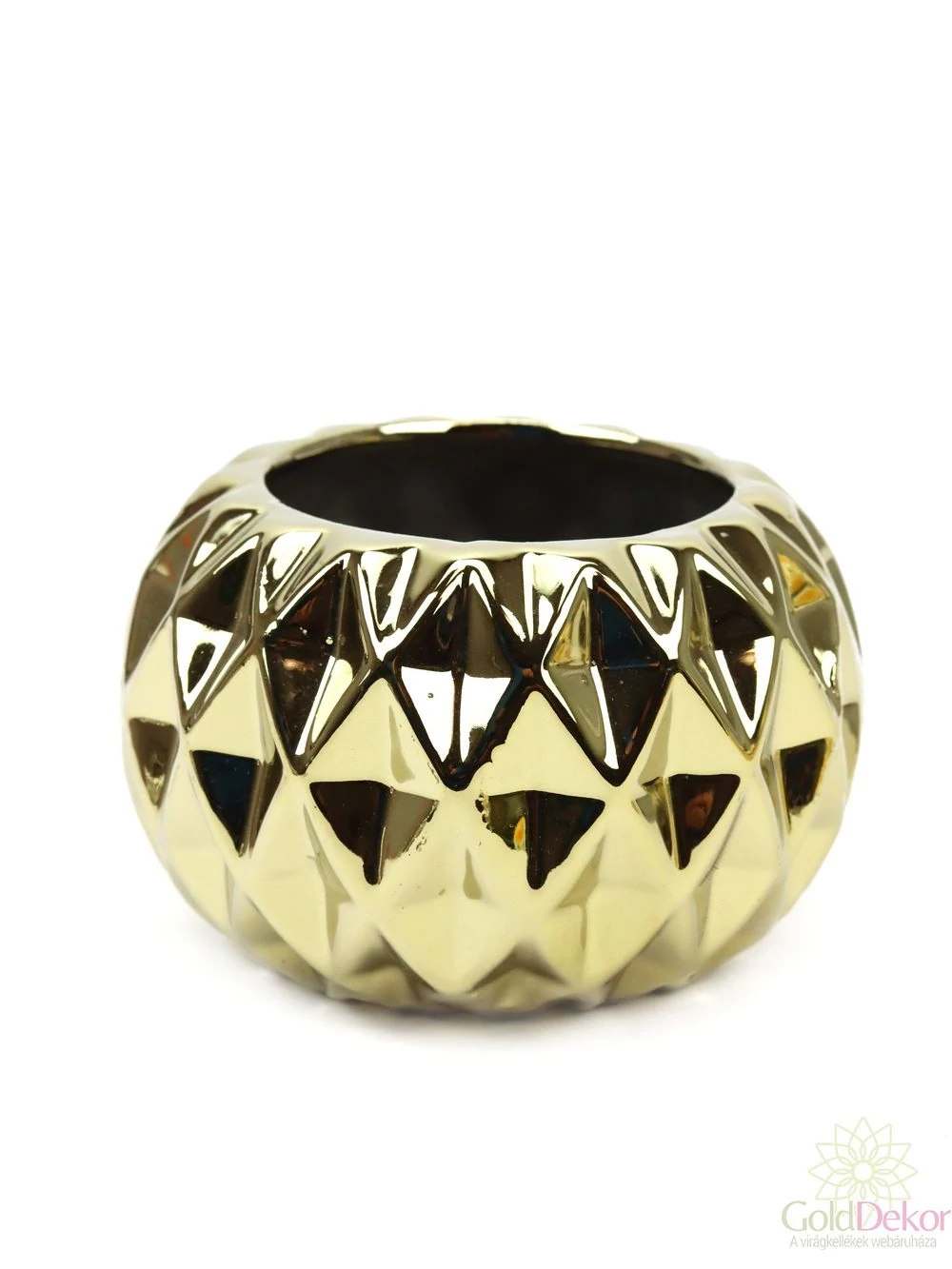 Rombusz mintás gömb kaspó - Arany