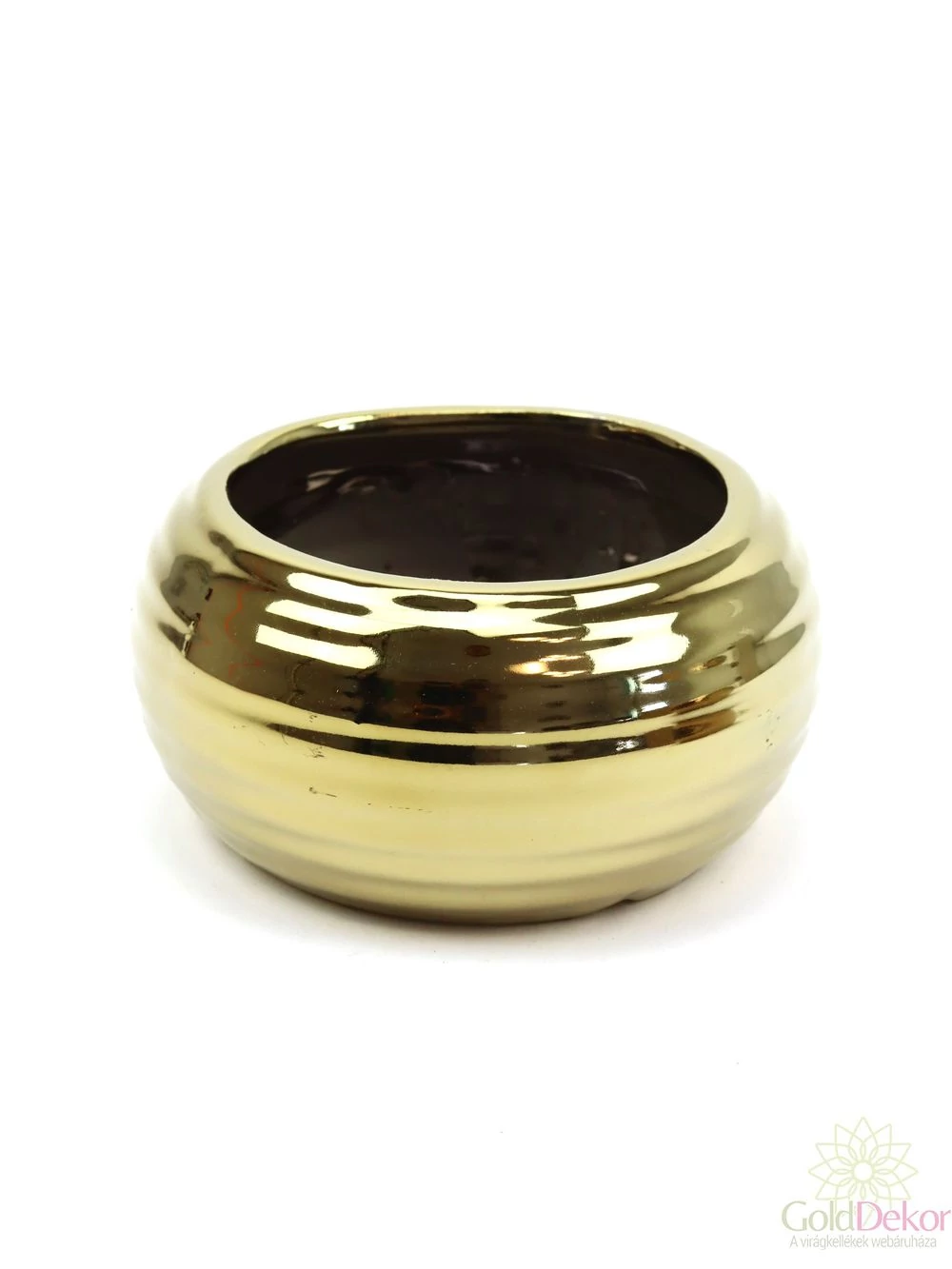 Arany színű lapos tál kaspó