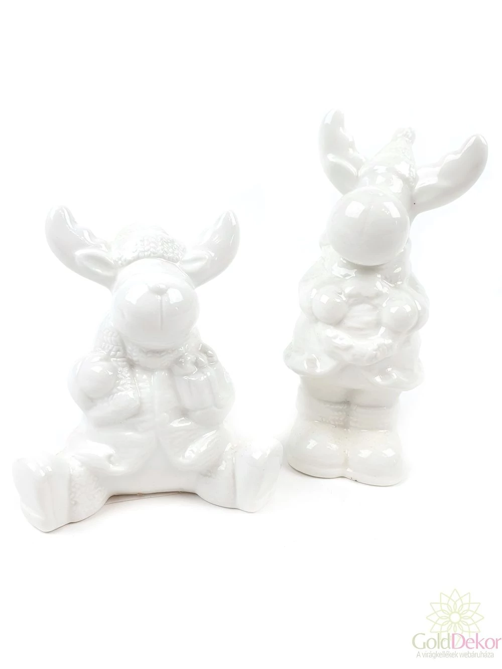 Kerámia sapkás rénszarvas figura