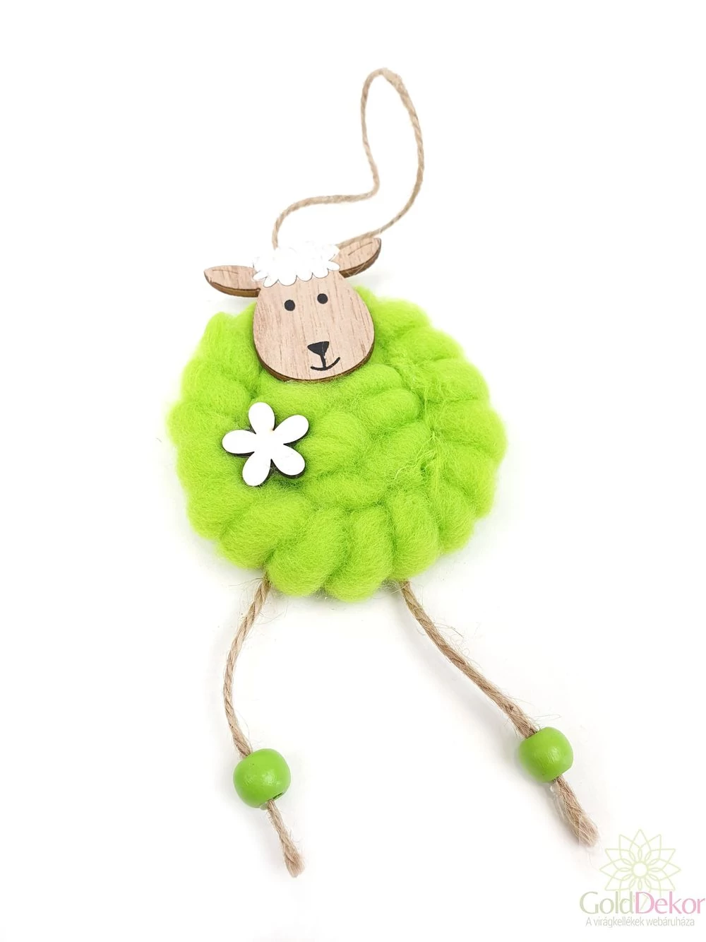 Gyapjú bundás akasztós bárány - Zöld