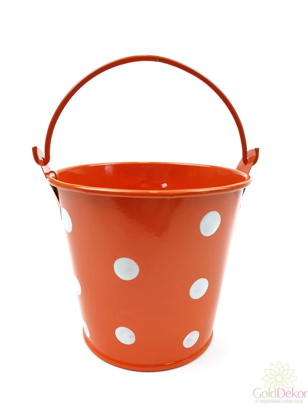 Kicsi pöttyös bádog vödör - Narancs