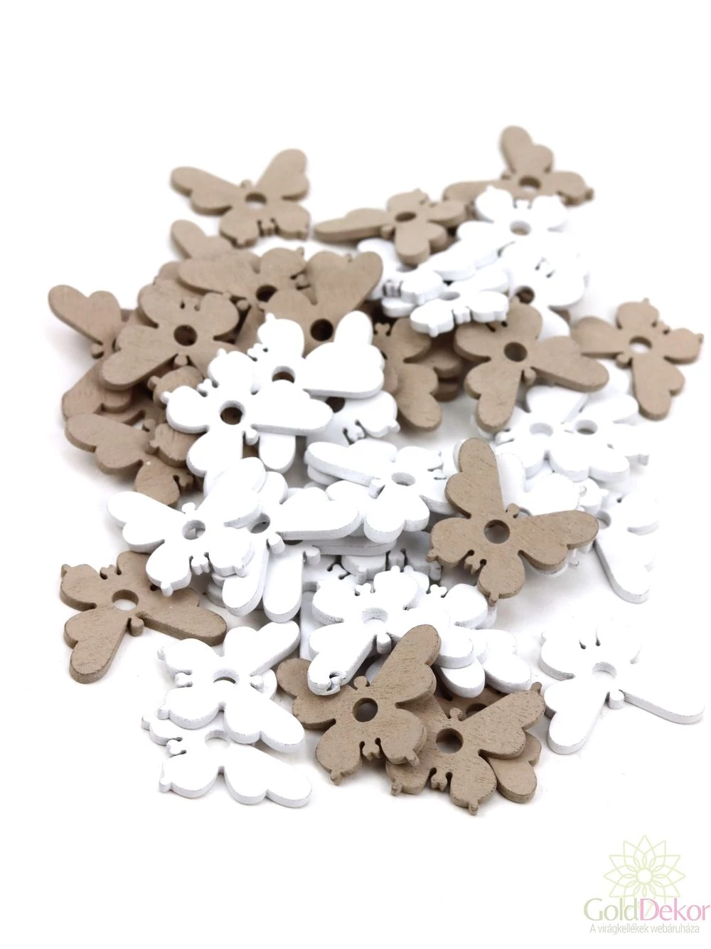 Fa dekor fehér - drapp - Lepkék