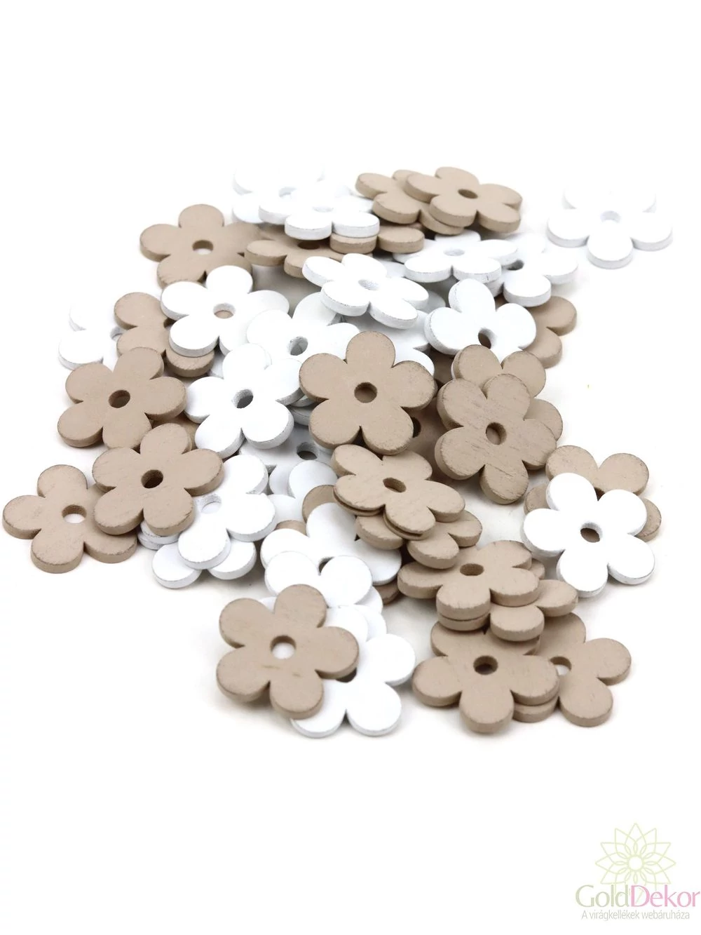 Fa dekor fehér - drapp - Virág