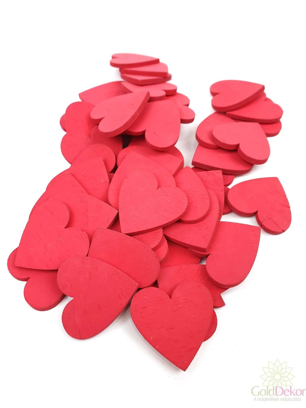 Fa dekor teli szív*45- Piros