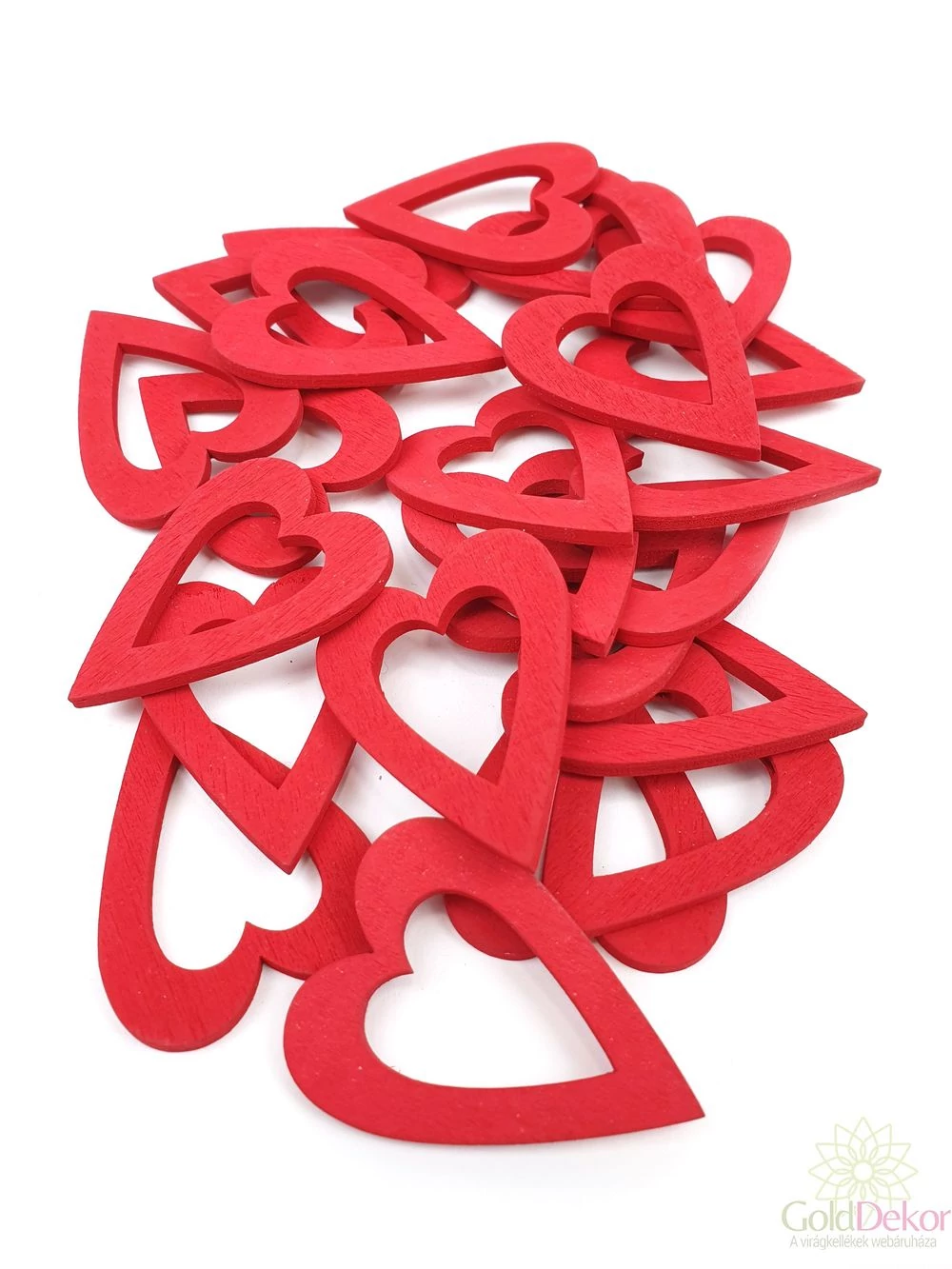 Fa dekor lyukas szív nagy - Piros