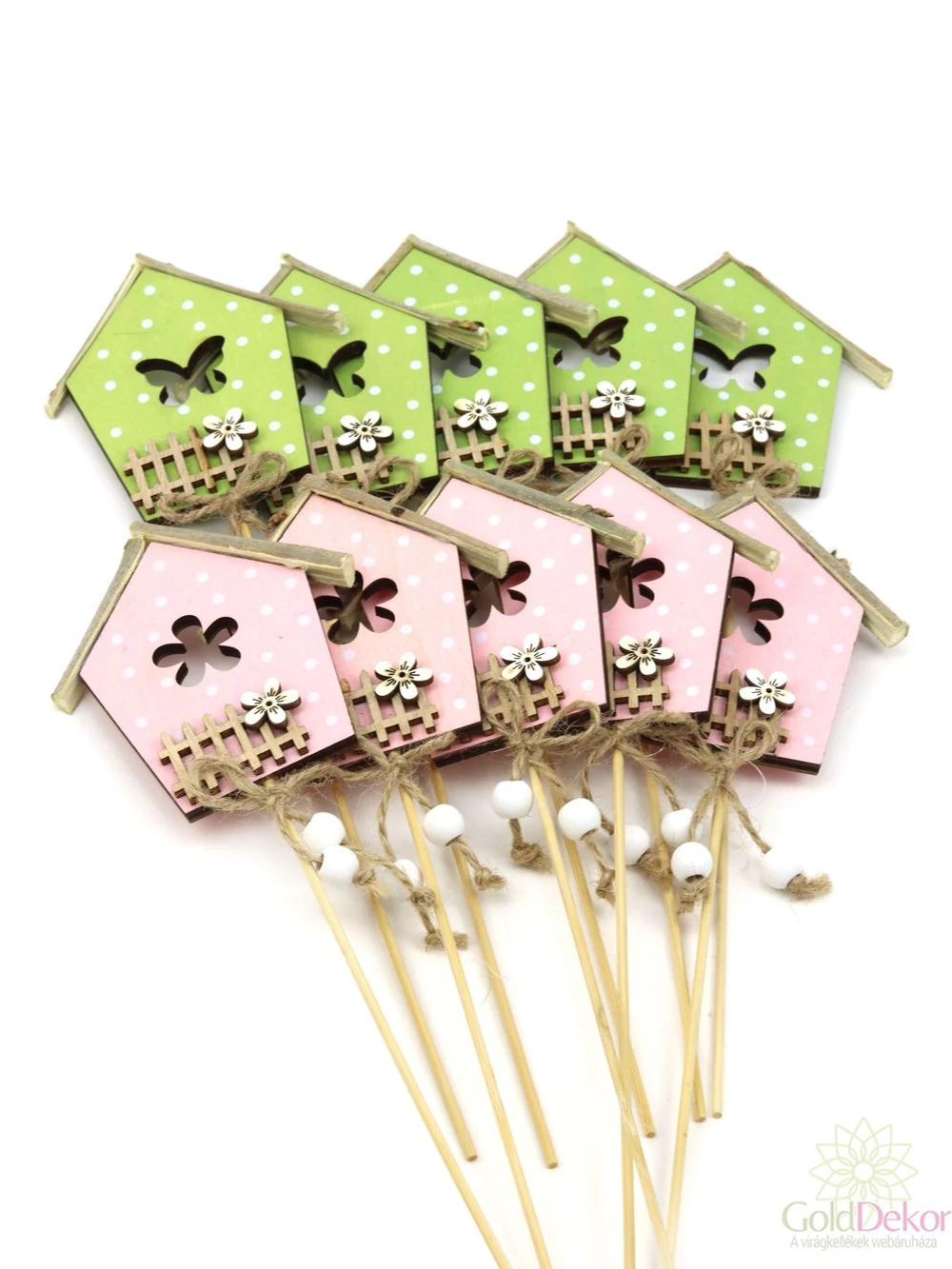 Pöttyös házikó betűző*10 - Rózsaszín - Zöld