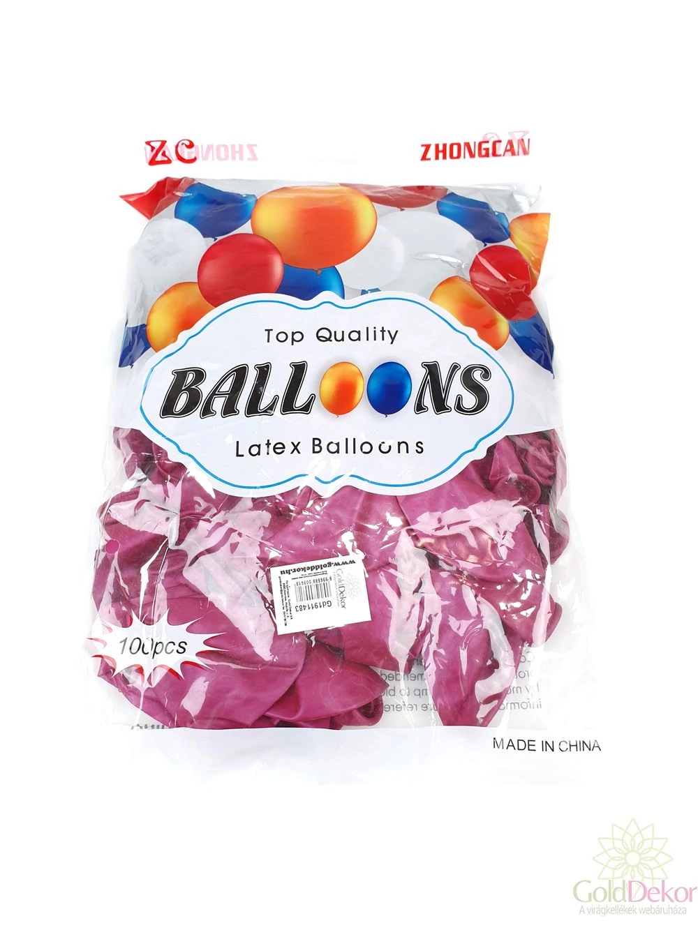 100 db-os lufi csomag - Ciklámen 100 db-os lufi csomag - Ciklámen