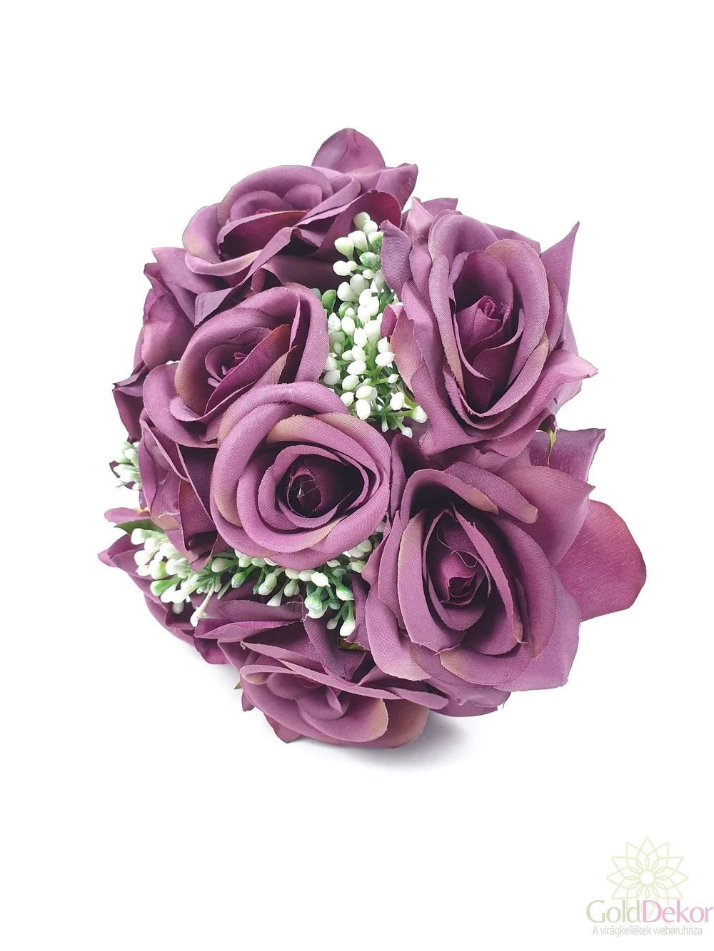 Dekor rózsa csokor bogyós kiegészítővel - Lila