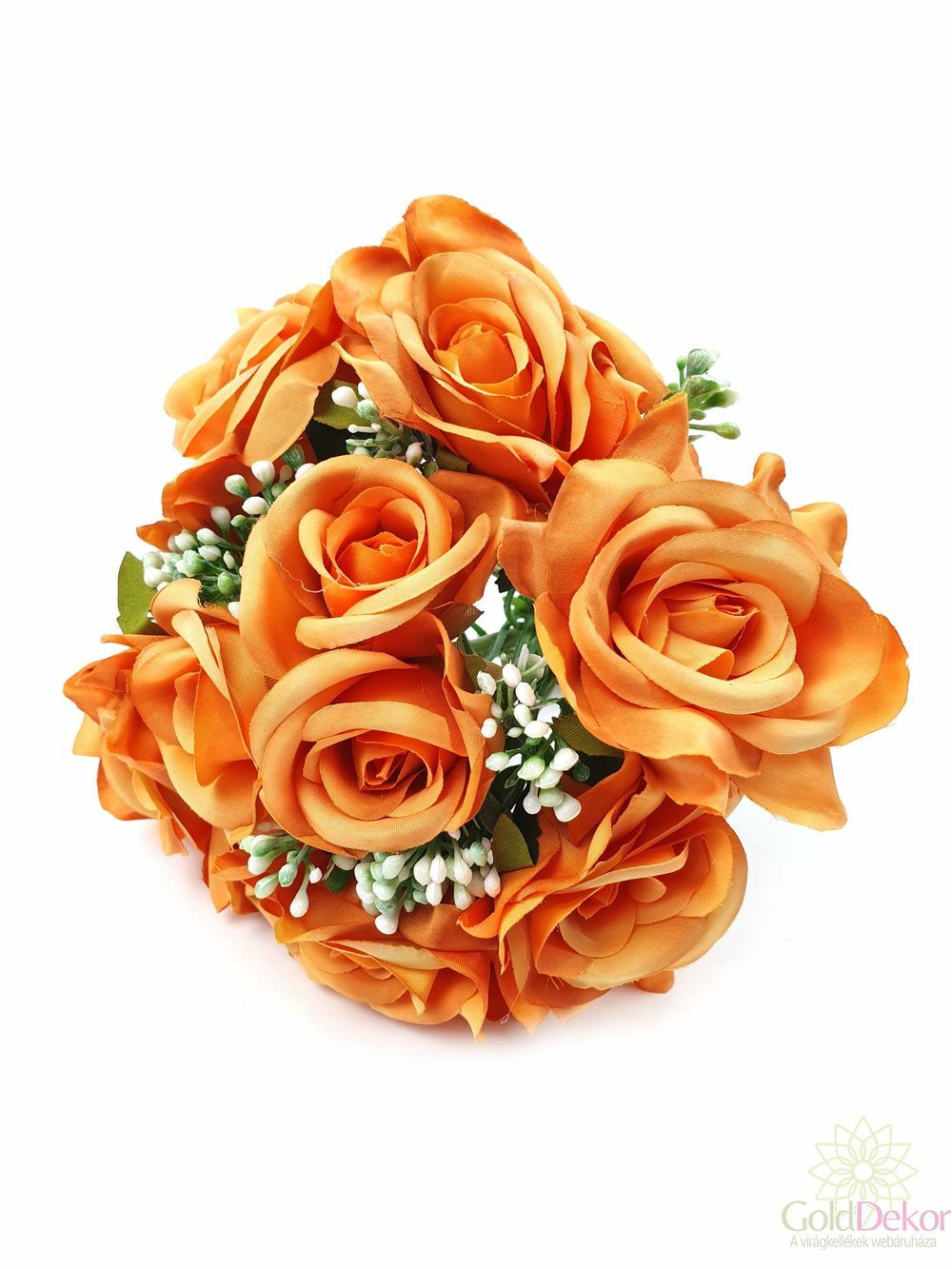Dekor rózsa csokor bogyós kiegészítővel - Narancs