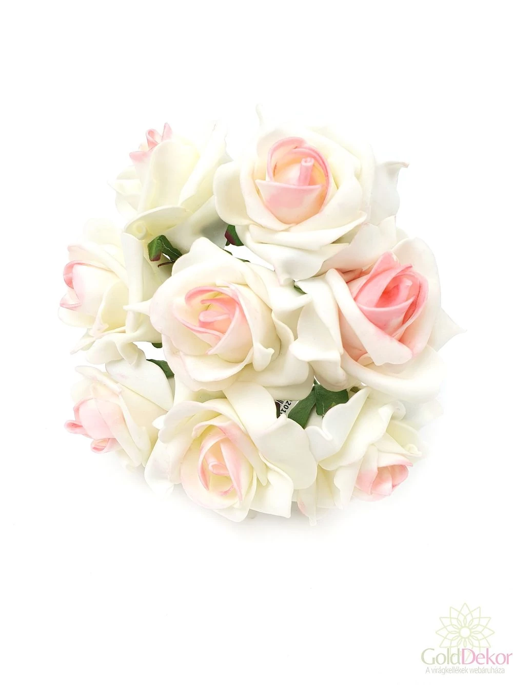 Drótos polyfoam rózsa 1 - Tört fehér- rózsaszín