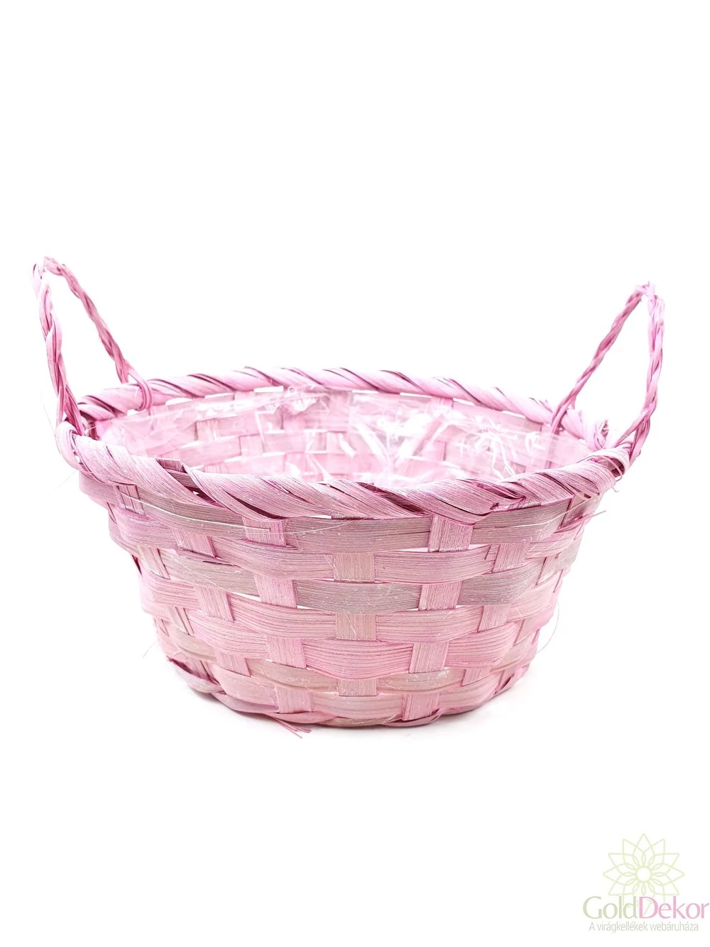 Színes bambusz kosár kicsi kerek - Rózsaszín