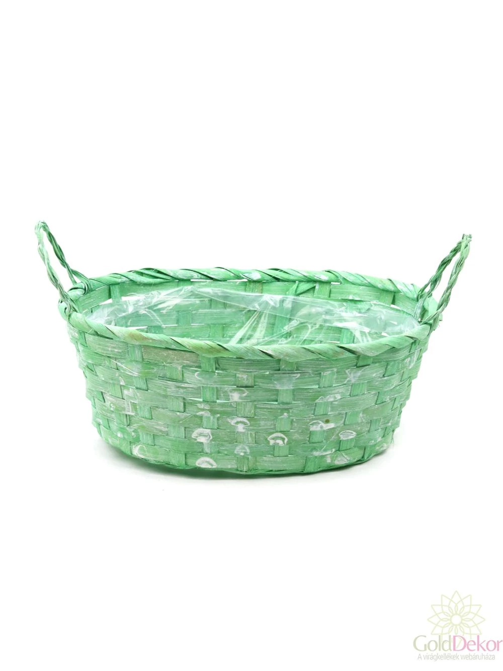 Színes bambusz kosár ovál - Zöld