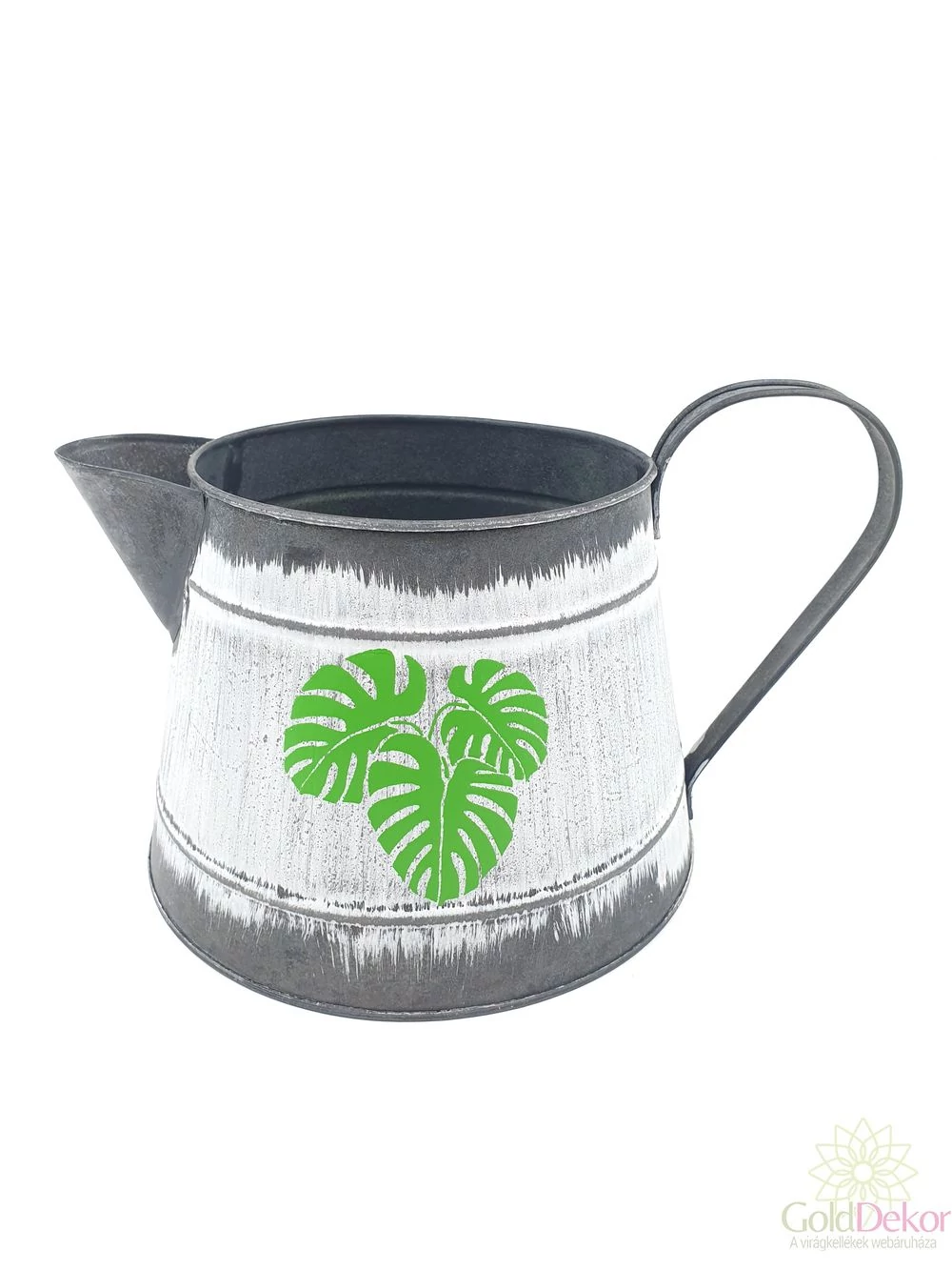 Nagy antik kancsó kerek Monstera mintás