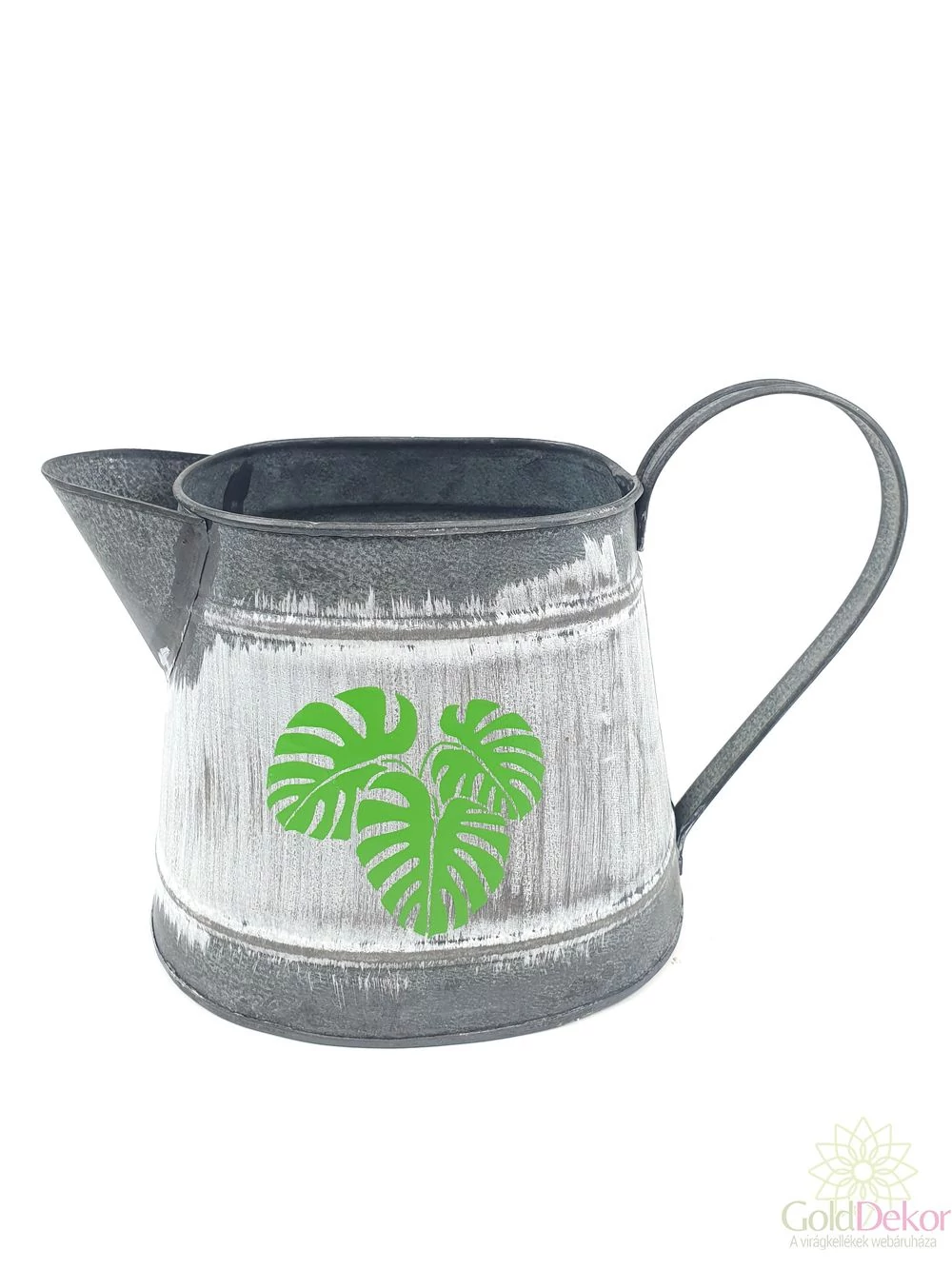 Nagy antik kancsó ovál Monstera mintás