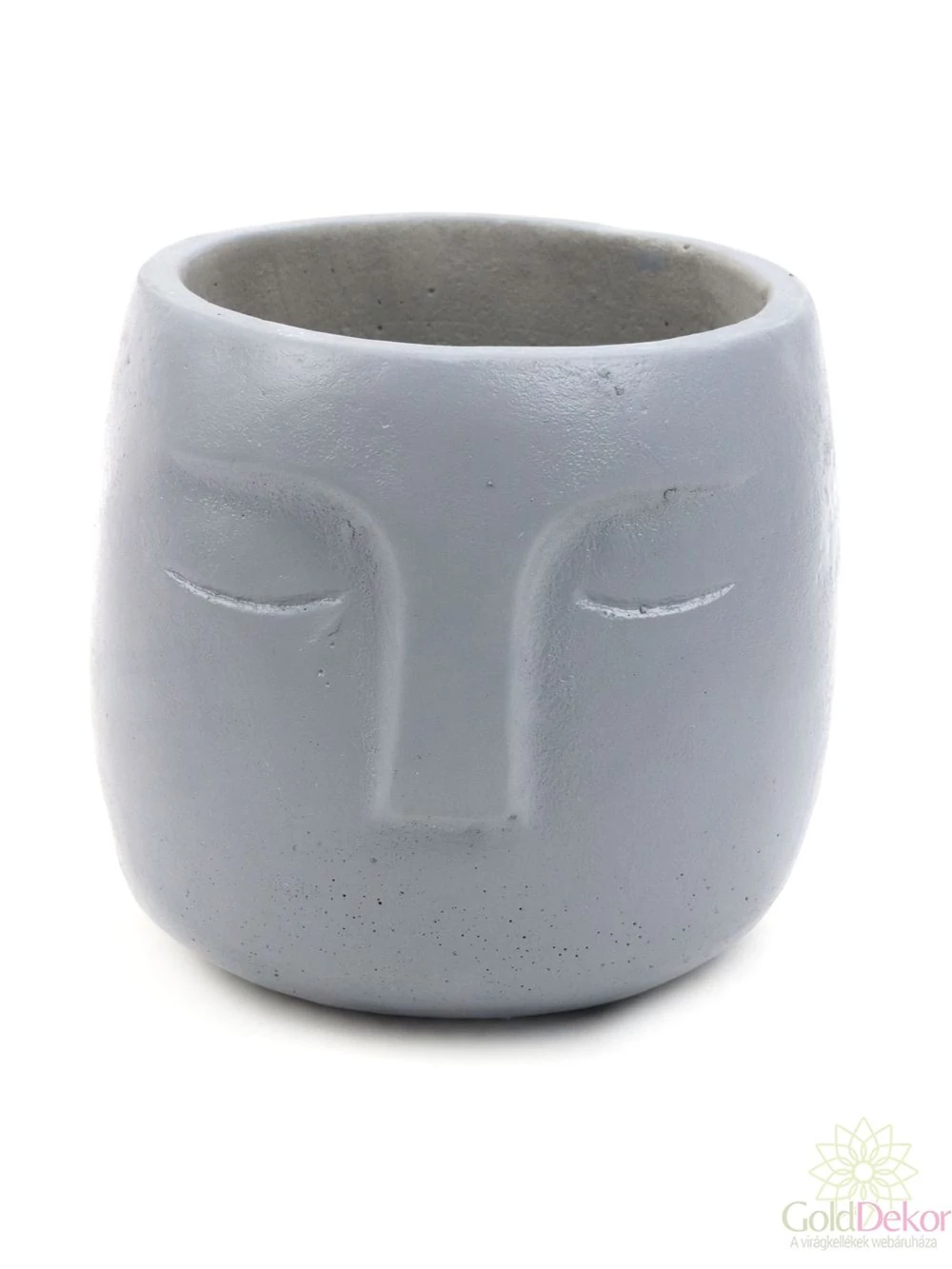 Fej mintás cement kaspó - Szürke Fej mintás cement kaspó - Szürke
