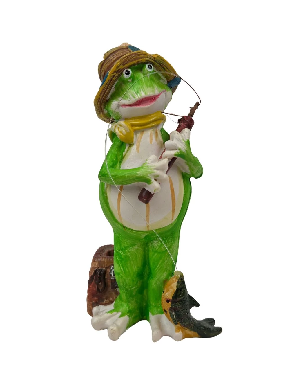 Horgászó béka figura - egy hallal