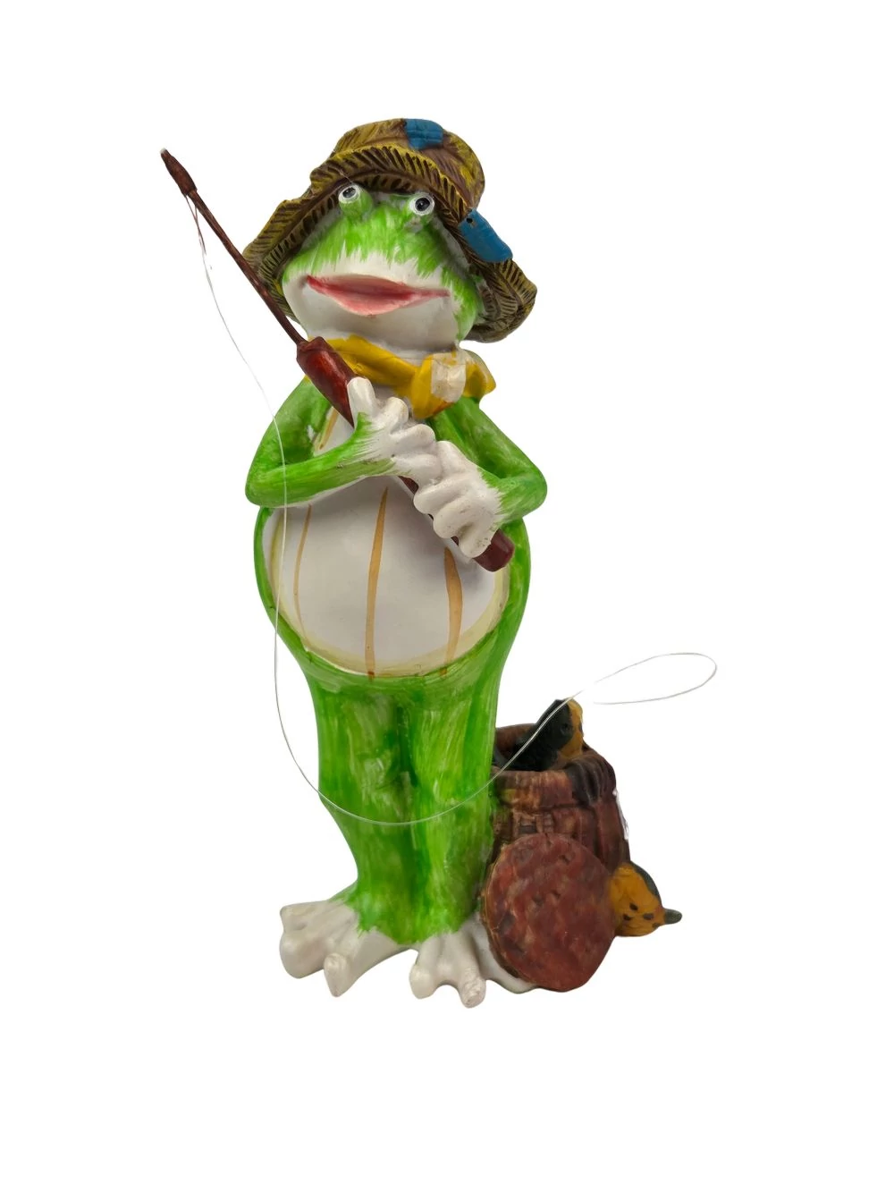 Horgászó béka figura - két hallal