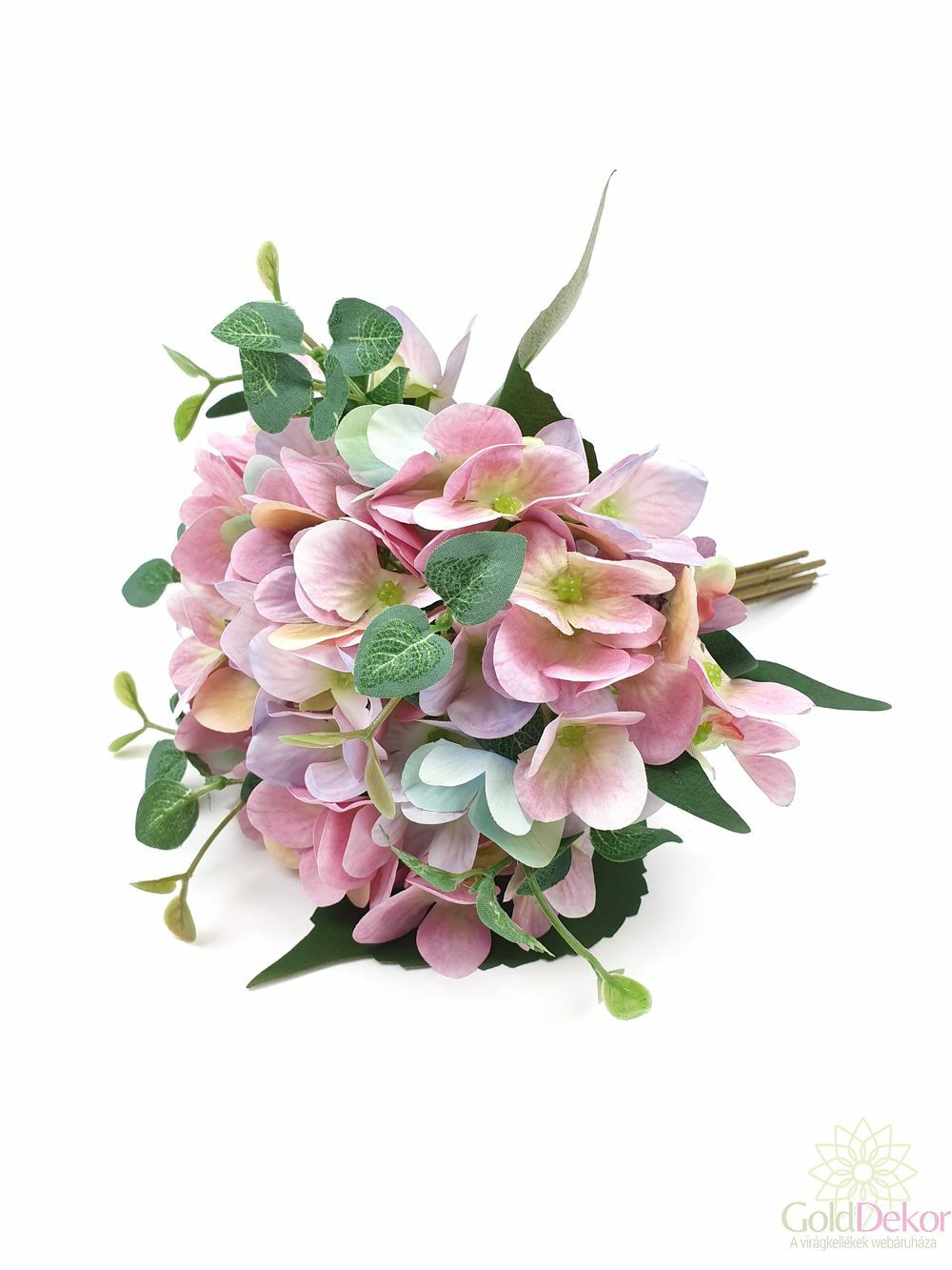 Apró leveles dekor hortenzia csokor - Rózsaszín