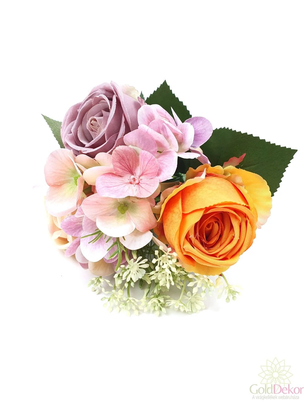 Nagyfejű rózsa- hortenzia csokor - Mix