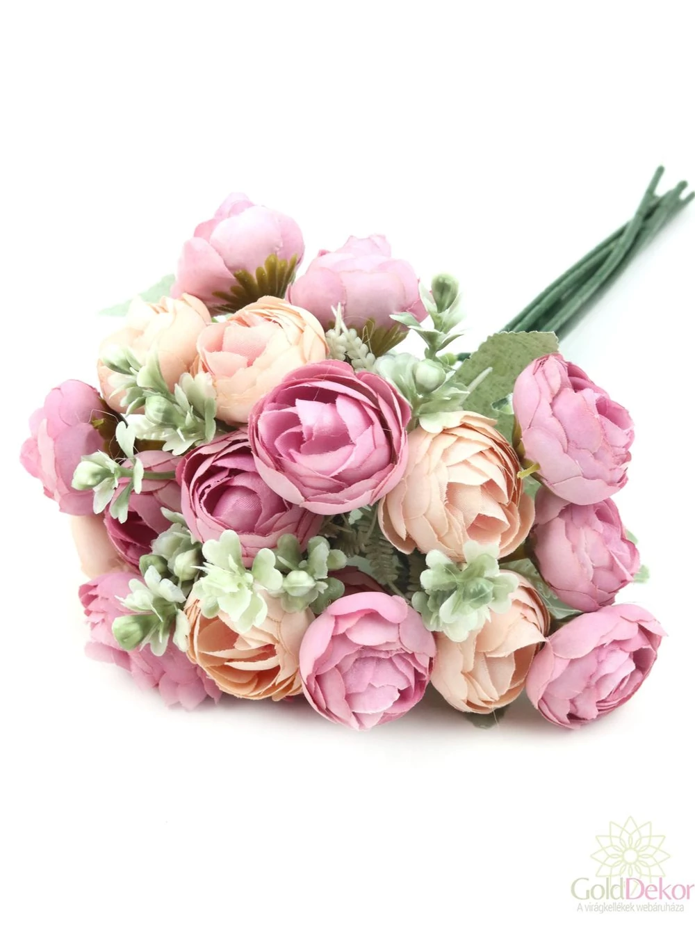 Hamvaslevelű dekor boglárka csokor - Rózsaszín