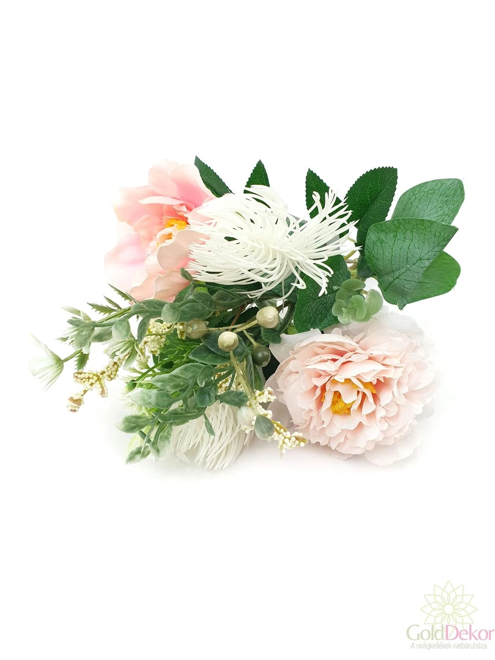 Zöld kiegészítős virágos csokor - Rózsaszín