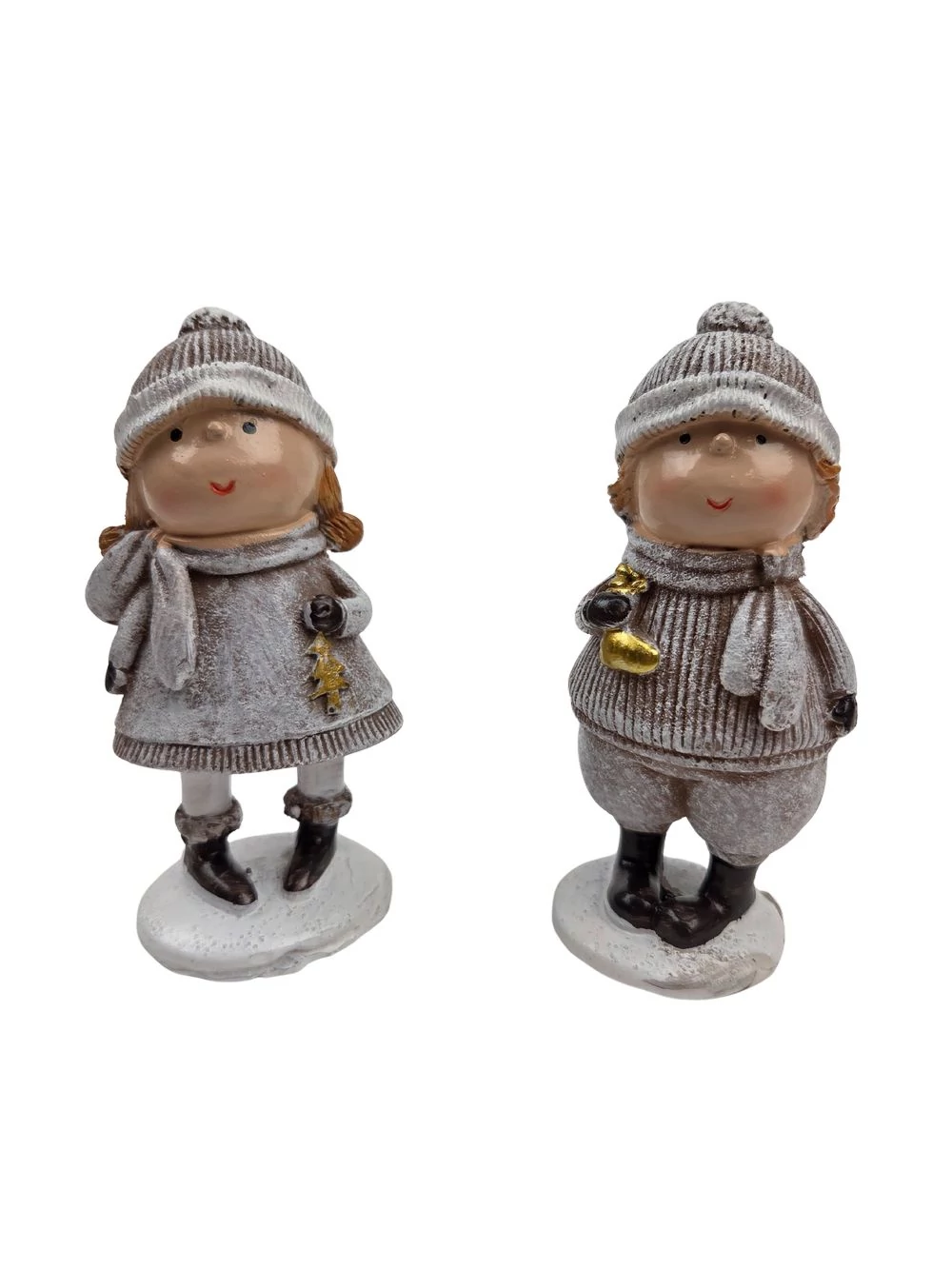 Drapp ruhás karácsonyi figura arany dísszel