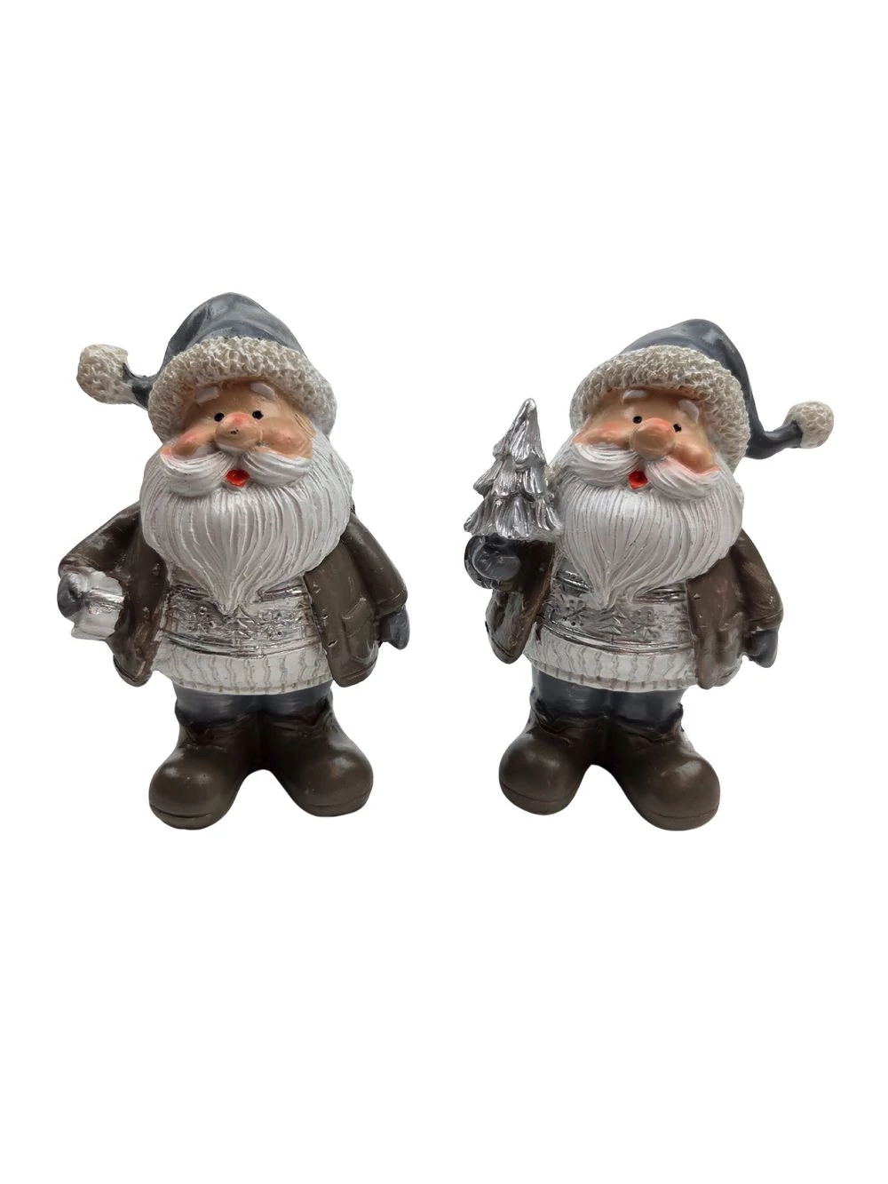 Szürke sapkás mikulás figura