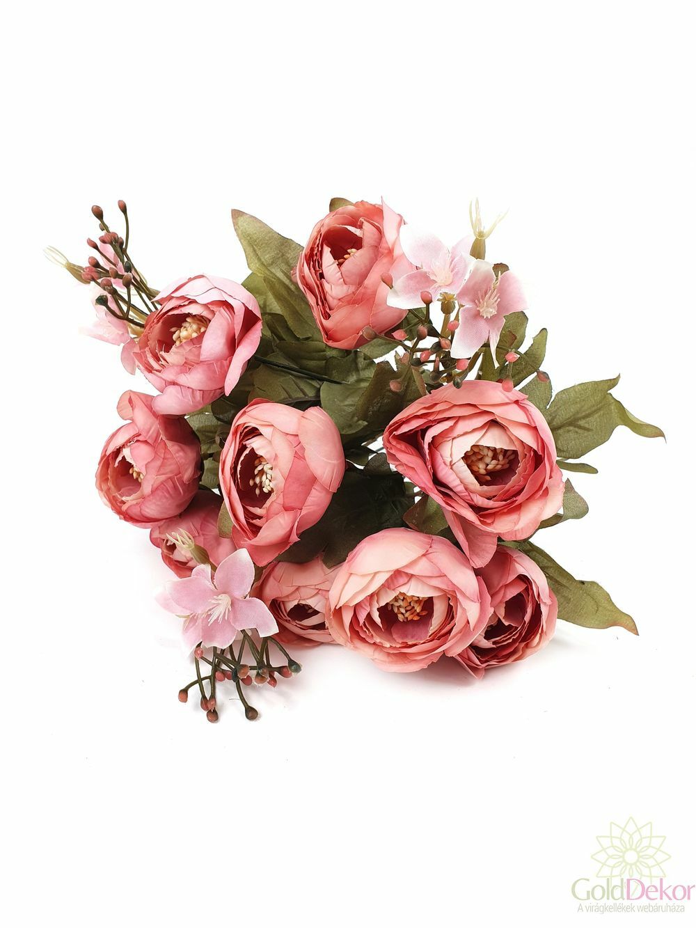 9 fejes antik leveles boglárka csokor - Fáradt rózsaszín