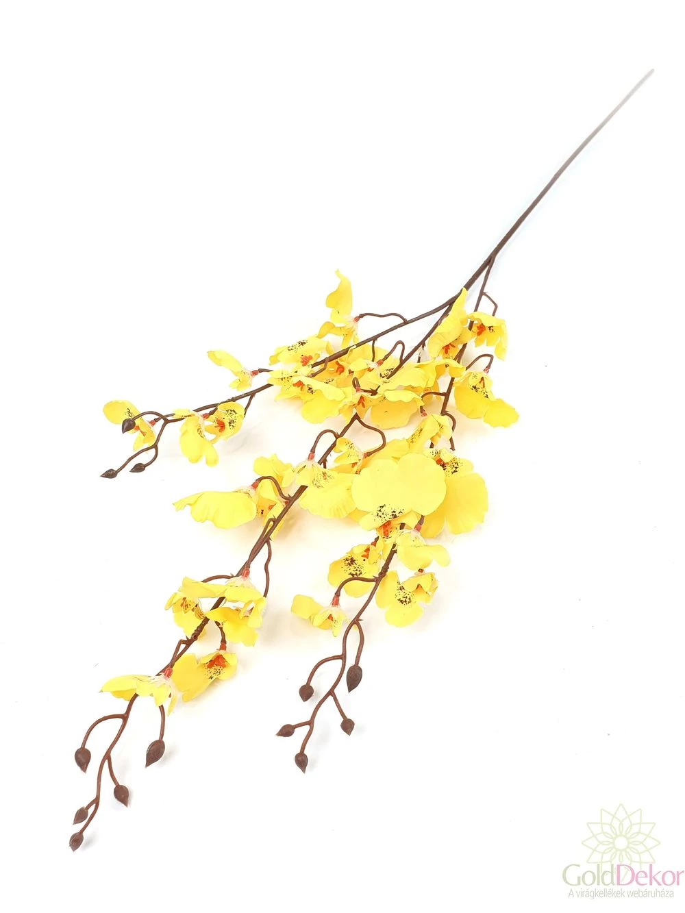 Selyem kisvirágú orchidea ág - Sárga