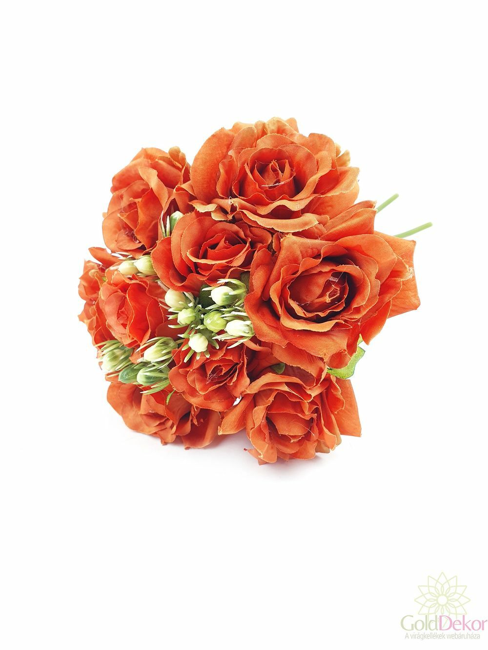 Fodros szirmú dekor rózsa csokor - Narancs
