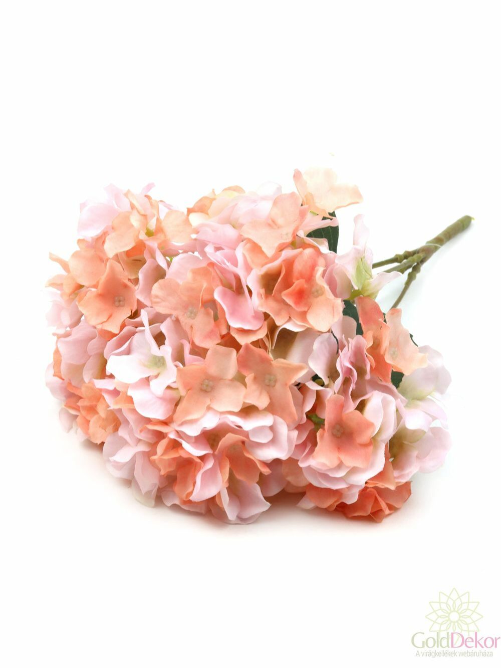 5 fejes hortenzia csokor 43 cm - Barack-rózsaszín