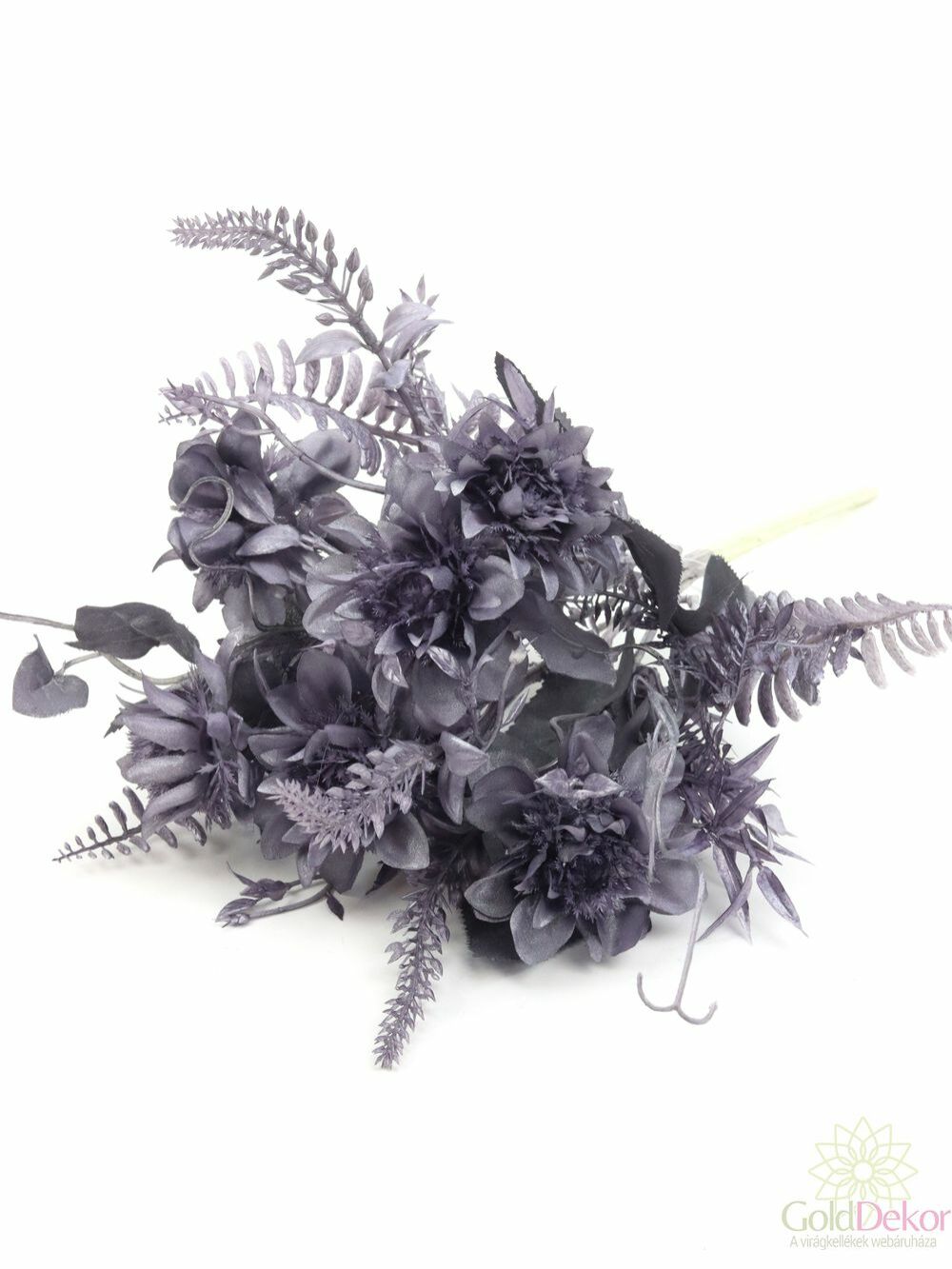 Antik virágos műzöld csokor 1 - Metál lila