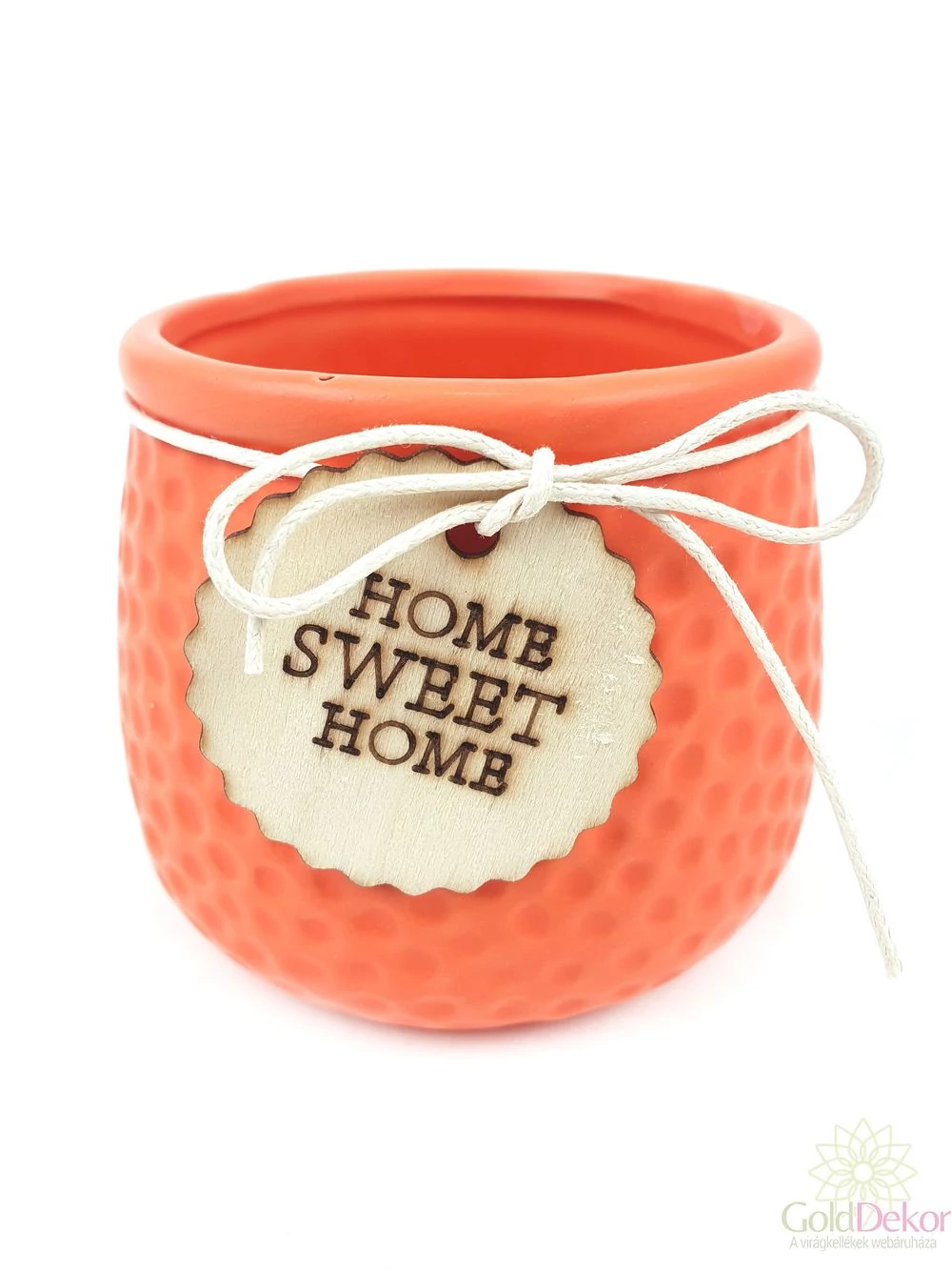 Fa cimkés Home Sweet Home kaspó - Narancs Fa cimkés Home Sweet Home kaspó - Narancs