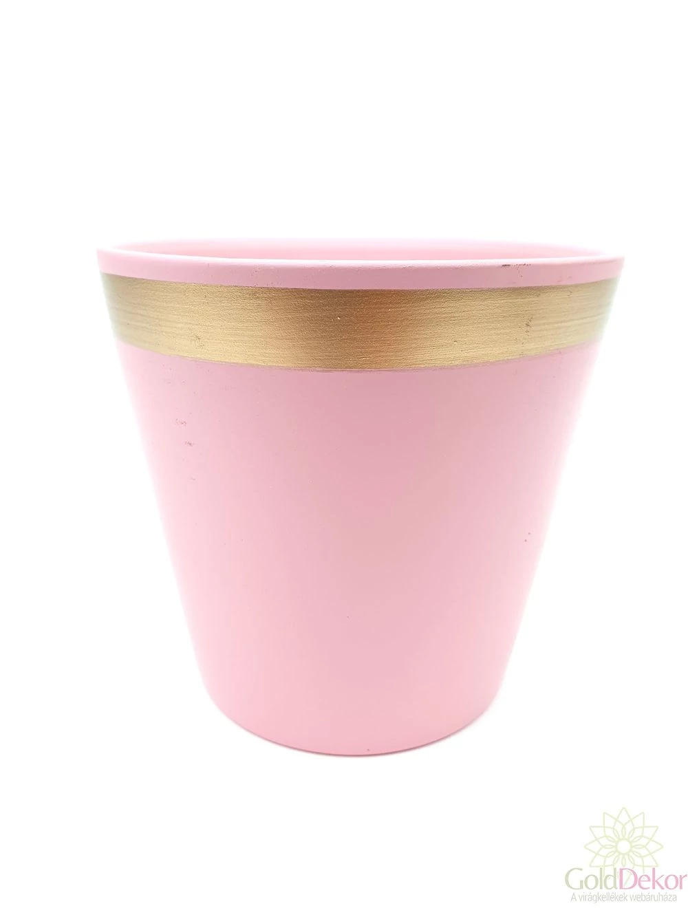Kaspó 11,5cm aranyperemes - Rózsaszín