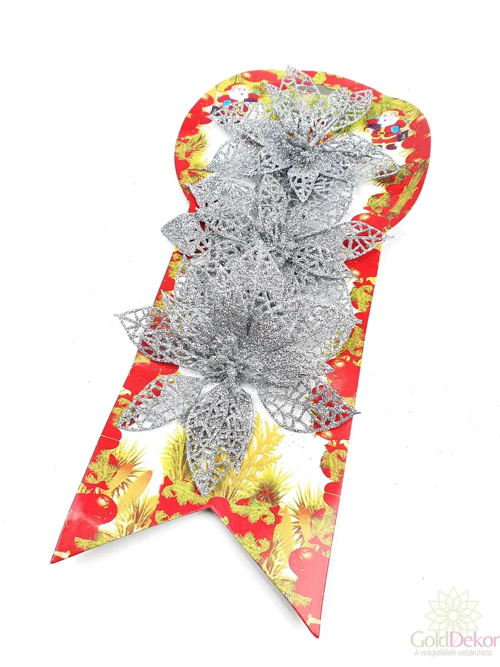 Glitteres mikulás fej*3 - ezüst