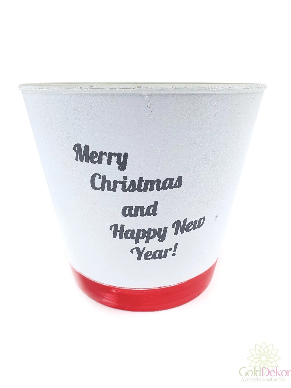 Mintás műanyag kaspó - Merry Christmas and Happy New Year