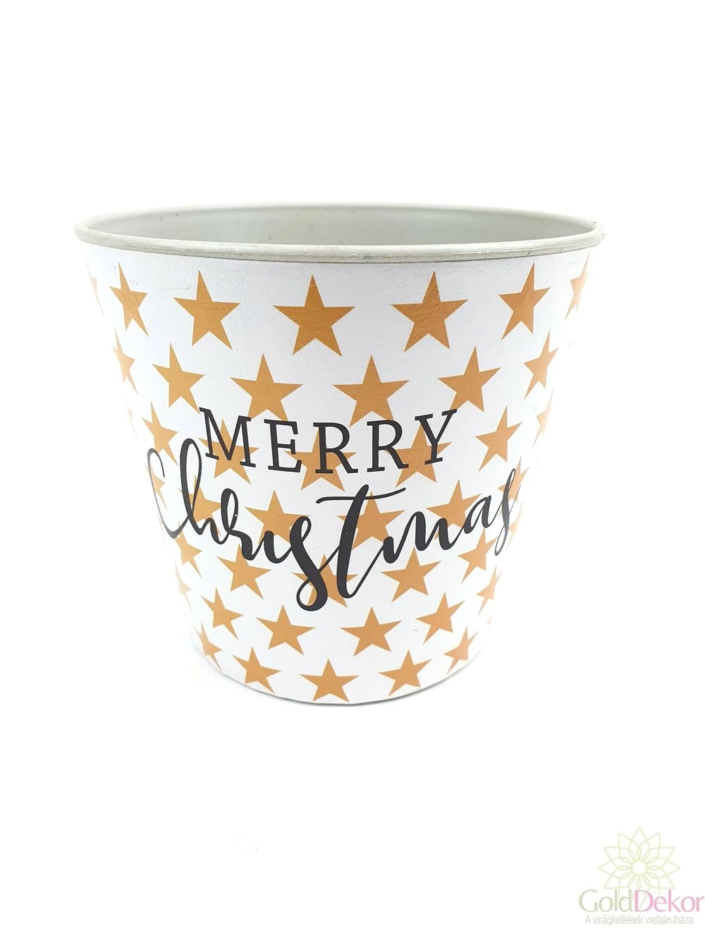 Mintás műanyag kaspó - Merry christmas csillagos