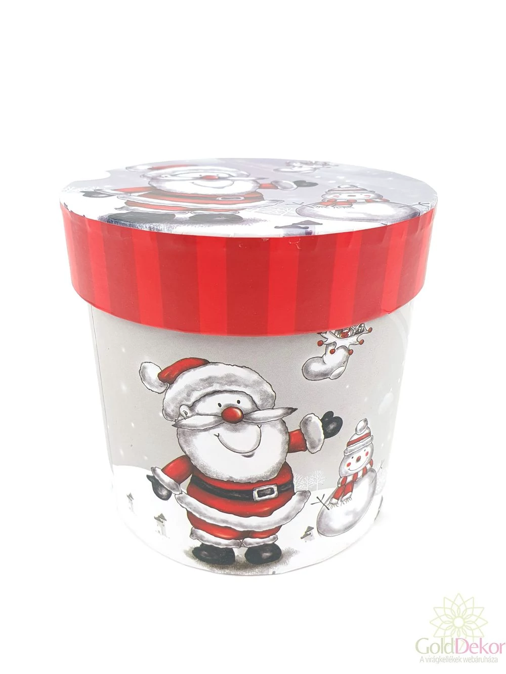 Karácsonyi mintás kerek doboz C