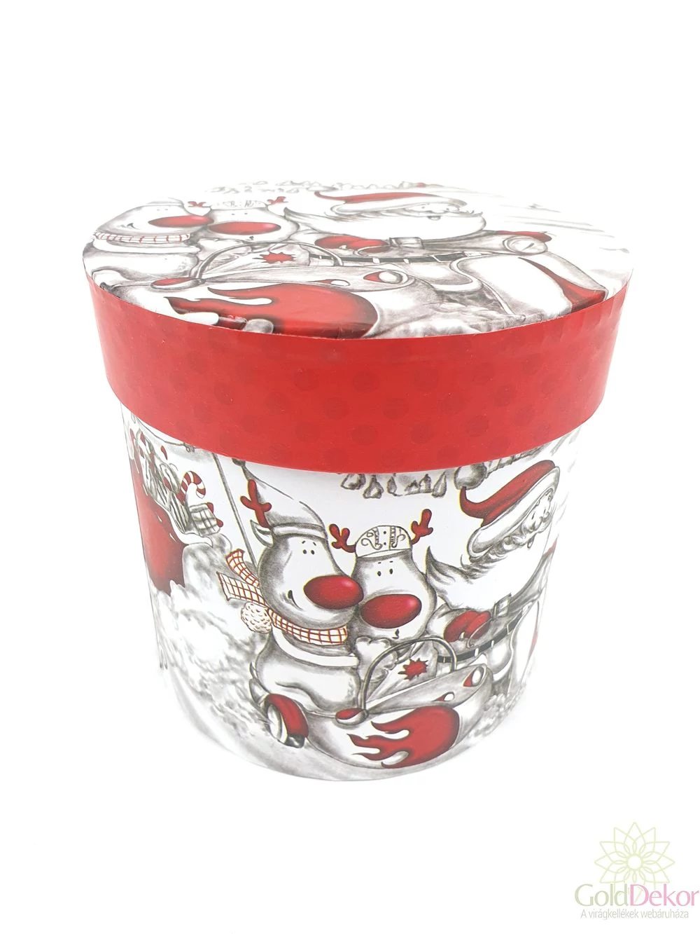 Karácsonyi mintás kerek doboz D