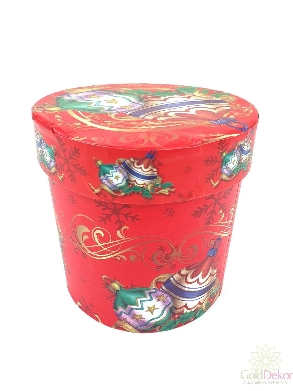 Karácsonyi mintás kerek doboz A