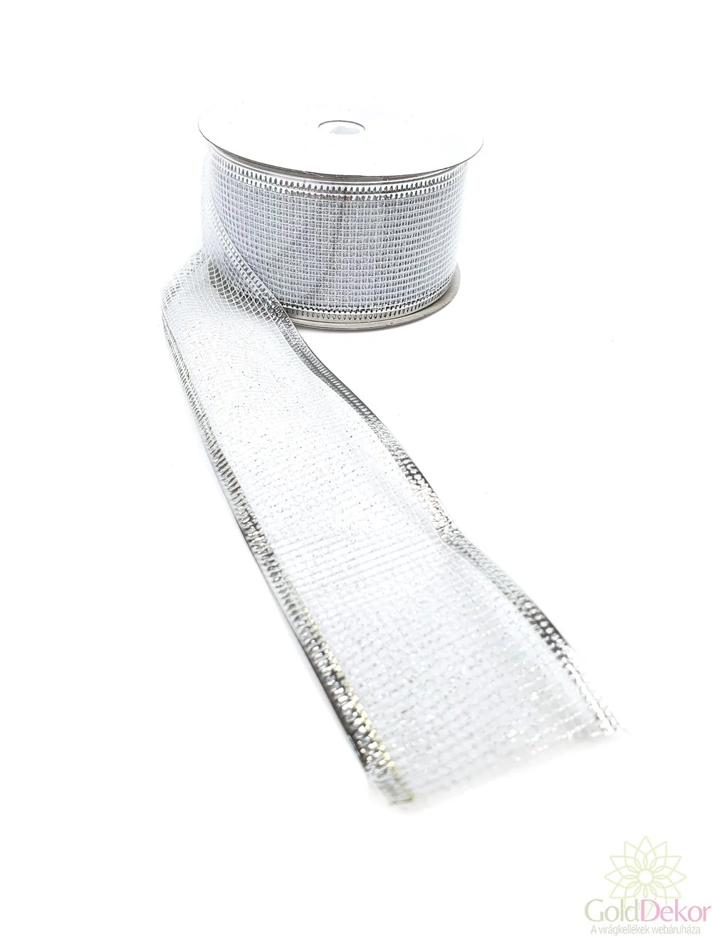 Hálós szalag csillámos - Ezüst