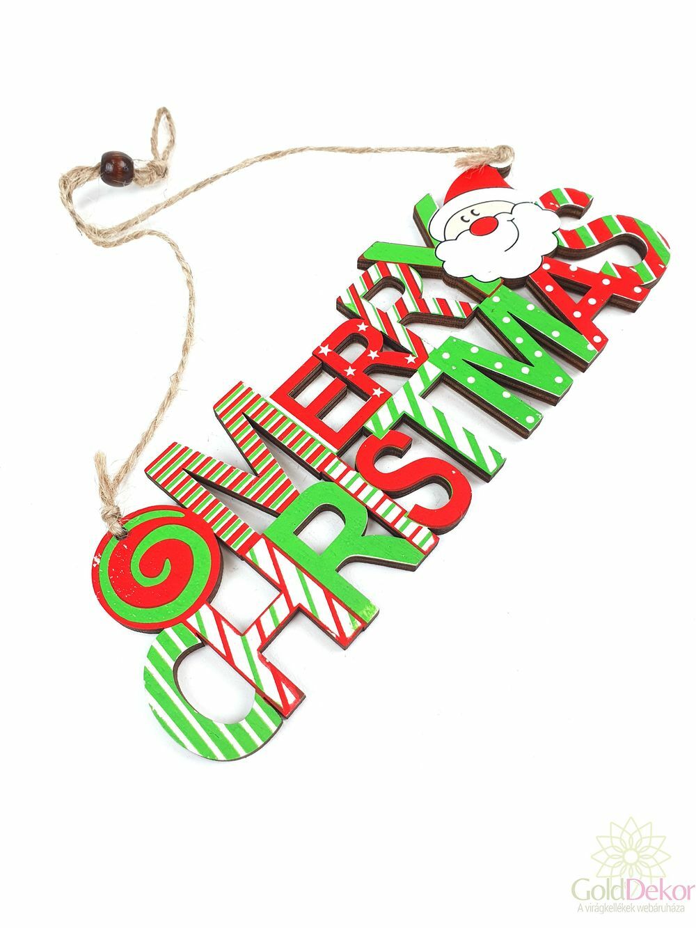 Karácsonyi fa felirat télapós Merry Christmas - Világos zöld