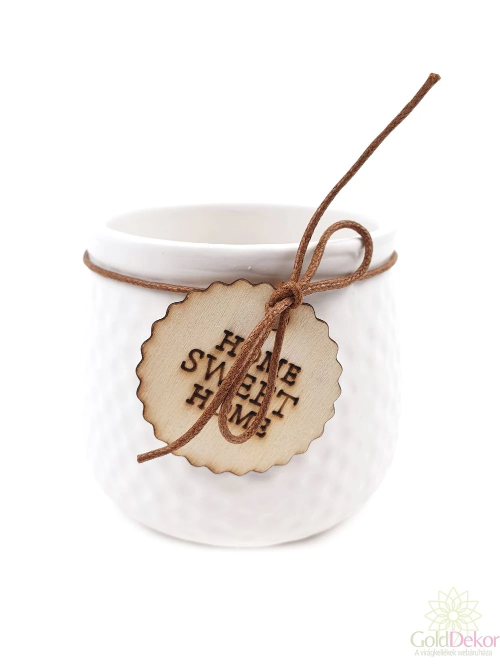 Fa cimkés Home Sweet Home kaspó - Fehér