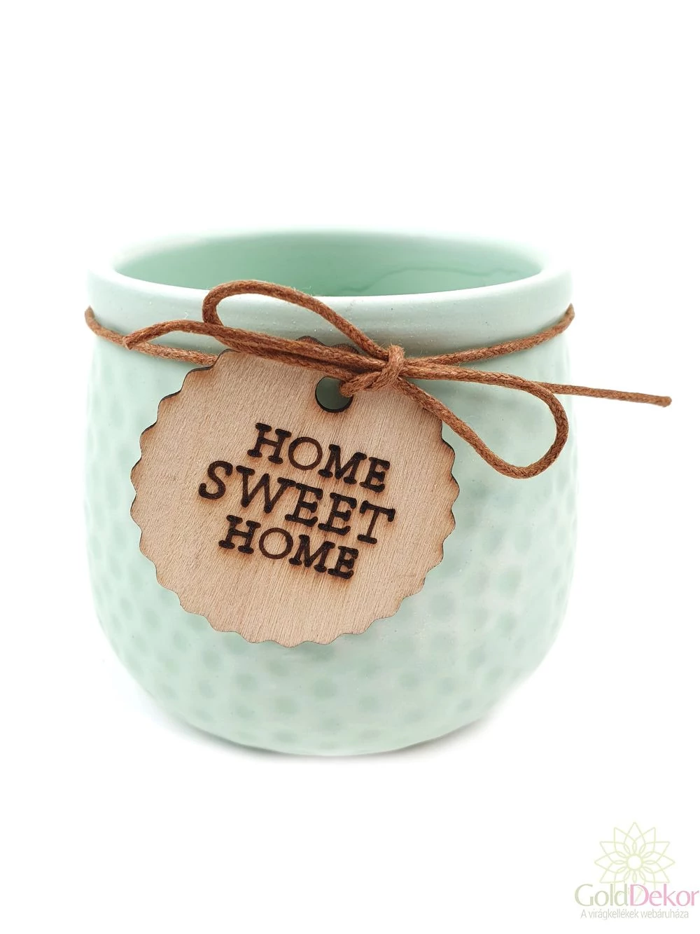 Fa cimkés Home Sweet Home kaspó - Menta