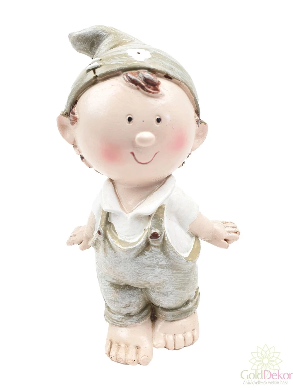 Drapp ruhás álló figura - fiú