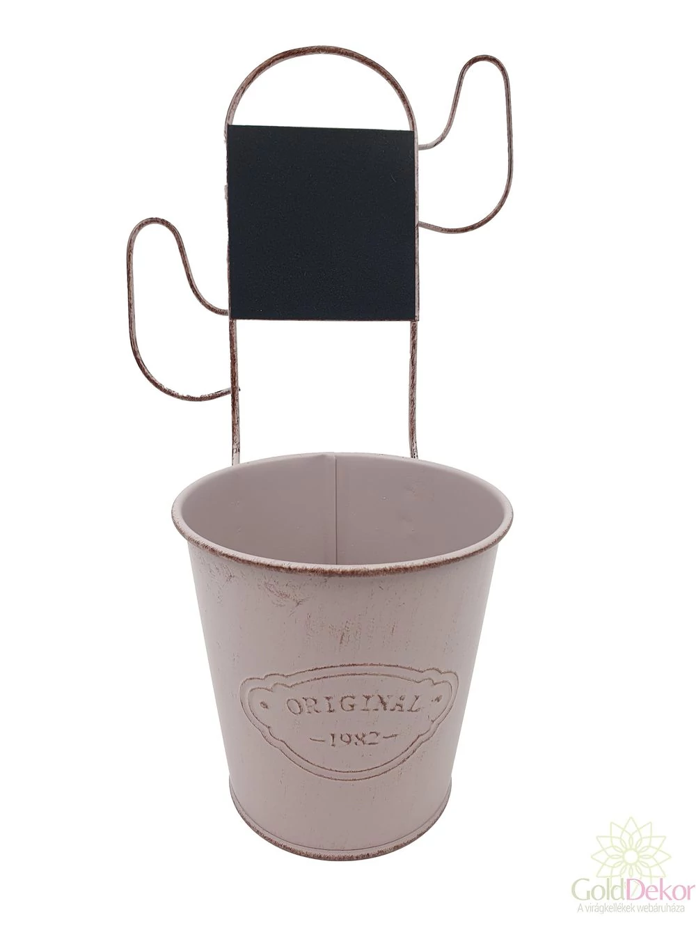 Kaktusz táblás bádog vödör - Drapp